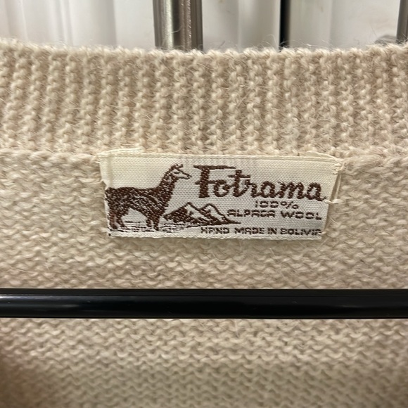 Fotrama 100% Alpaca Wool Bolivia button front knitted beige sweater cardigan M - Picture 3 of 16